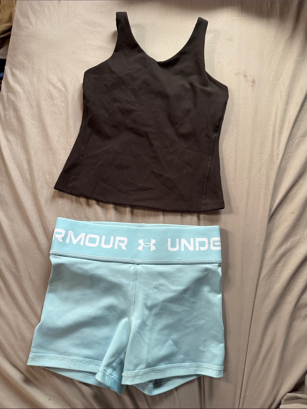 Under Armour Light Blue Girls' Athletic Shorts with White Logo Waistband